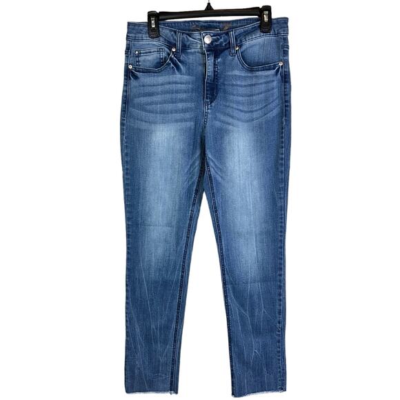 Seven7 Denim - Seven7 Jeans Women Size 8 High Rise Slim Straight Blue Stone Wash Raw Hem Denim